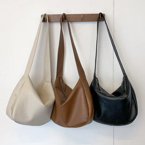 Vintage Casual Zipper Women's Bag Middle Hobos Handbags Soft PU Leather Ladies S