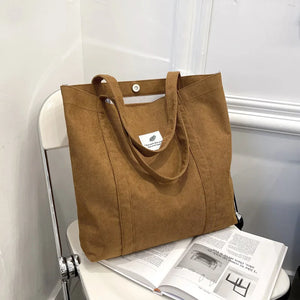 Vintage Corduroy Shoulder Bag for Women Eco Shopping Totes Bags