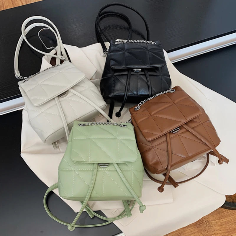 Vintage PU Leather Women Backpack Casual School Bag for Teenage Ladies Travel