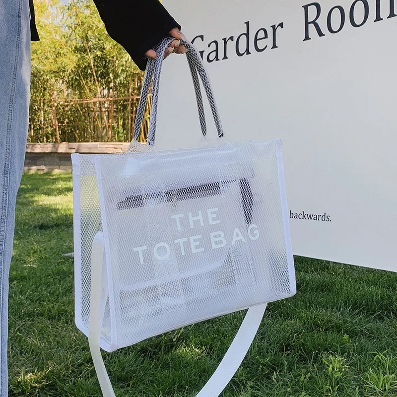 Vintage PVC Jelly Large Capacity Crossbody Tote Handbag