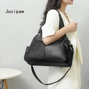 Vintage PU Leather Shoulder Bag Large Capacity Handbag Female Casual Crossbody