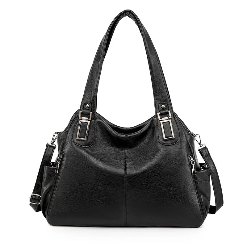 Vintage PU Leather Shoulder Bag Large Capacity Handbag Female Casual Crossbody