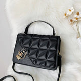 Vintage PU Leather Geometric Shoulder Bag for Women Mini Flap Handbag