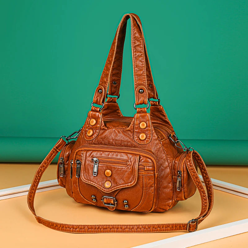 Vintage Style PU Leather Women Messenger Bag