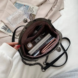 Vintage Shell Lock Bag Crossbody Shoulder Chains PU Leather Tote Handbags