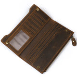 Men's Cow Leather Long Purse High Retro Style
