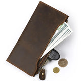 Men's Cow Leather Long Purse High Retro Style