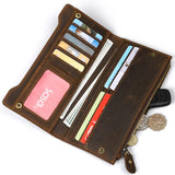 Men's Cow Leather Long Purse High Retro Style