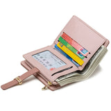 Flower Print Buckle Two-Fold Zipper Wallet Women