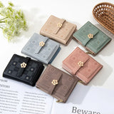 Flower Print Buckle Two-Fold Zipper Wallet Women