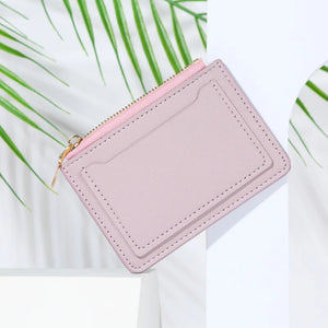 Women's Short Wallet PU Leather Zipper Casual Multi-card Solid