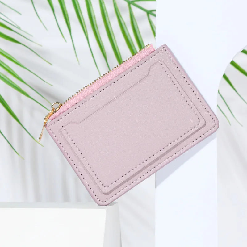 Short Wallet Women's PU Leather Zipper Multi-card Solid