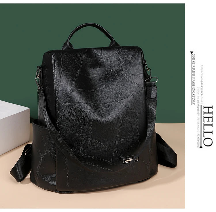 Waterproof PU Leather Women Backpack Light Travel Backpack School Bags