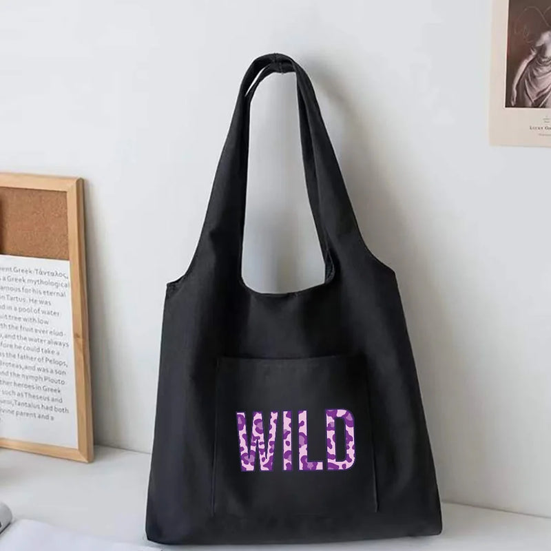 Wild Pattern Canvas Vest Bag Women's Shopping Bags Commuter Shopper Tote Bags
