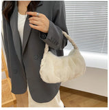 Winter Braided Handle Shoulder Bag Soft Plush Handbag Chain Bag