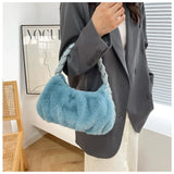 Winter Braided Handle Shoulder Bag Soft Plush Handbag Chain Bag