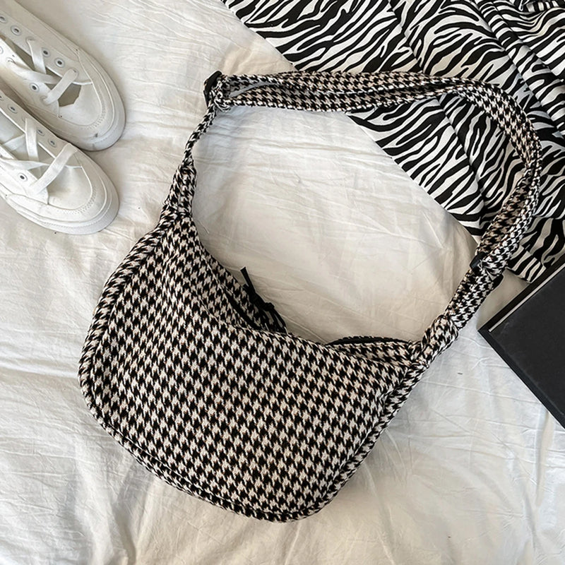 Winter Houndstooth Casual Retro Plaid Crossbody Bags