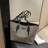 Winter Houndstooth Totes Large Capacity Vintage Handbags