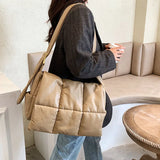 Women's Padded Winter Shoulder Bag Large Capacity Tote Crossbody Handbag