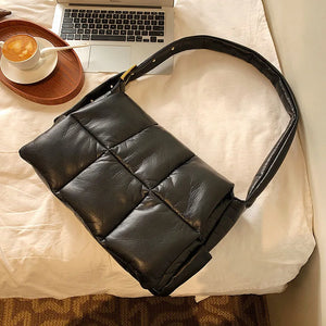 Women's Padded Winter Shoulder Bag Large Capacity Tote Crossbody Handbag