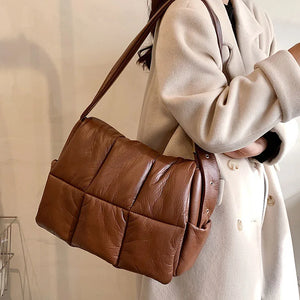 Women's Padded Winter Shoulder Bag Large Capacity Tote Crossbody Handbag