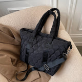 Winter Space Bale Handbag Woman Casual Cotton Totes Bag Down Feather Padded Lady
