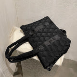 Winter Space Bale Handbag Woman Casual Cotton Totes Bag Down Feather Padded Lady