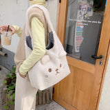 Winter Tote Bag Women Cartoon Embroidery Shoulder Bag Handbags
