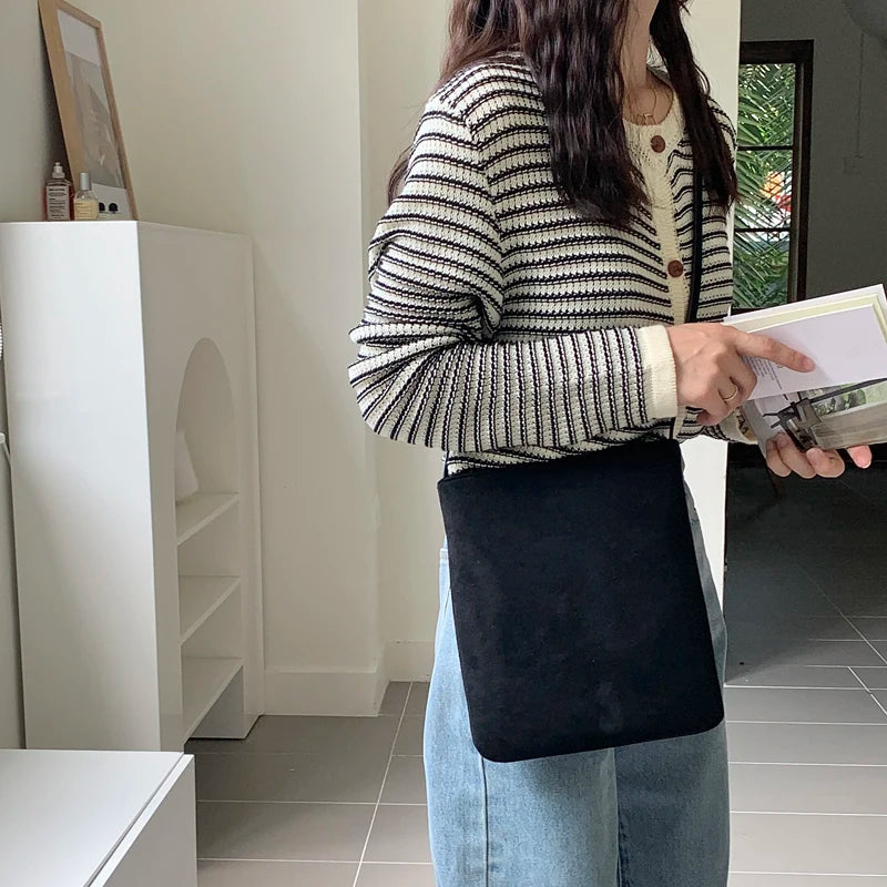 Winter Vintage Casual Women's Bag Soft Faux Suede Ladies Crossbody Phone Bag