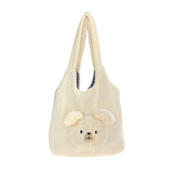 Winter Warm Handbags Lamb Hair 3D Bear Shoulder Bag Large Capacity Plush Bag