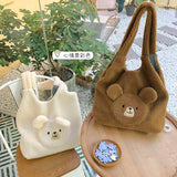 Winter Warm Handbags Lamb Hair 3D Bear Shoulder Bag Large Capacity Plush Bag