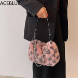 Plush Shoulder Bag Female Fluffy Faux Fur Crossbody Bags Chain Handbag