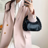 Weave Handle Leather Clutch Purse Small Shoulder Bag for Woman