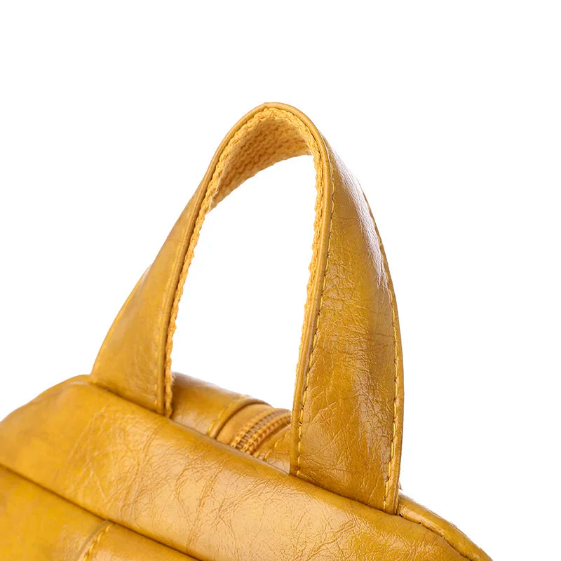Women Leather Backpack Vintage Shoulder Bag for Girls School