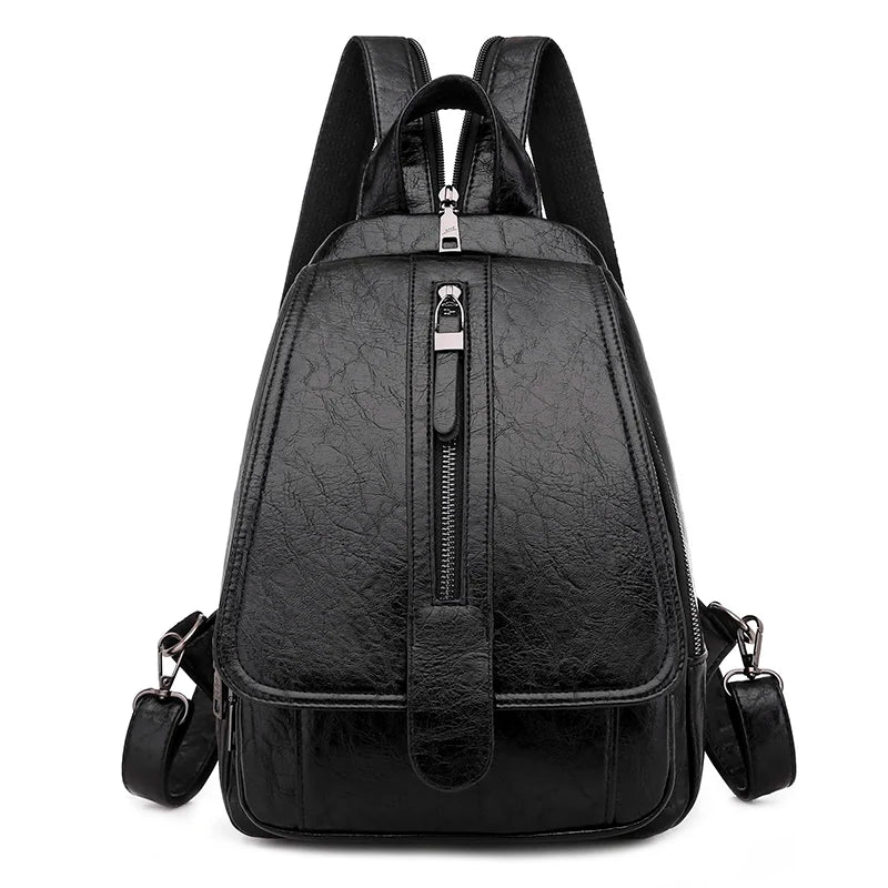 Women Leather Backpack Vintage Shoulder Bag for Girls School