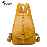 Women Leather Backpack Vintage Shoulder Bag for Girls School