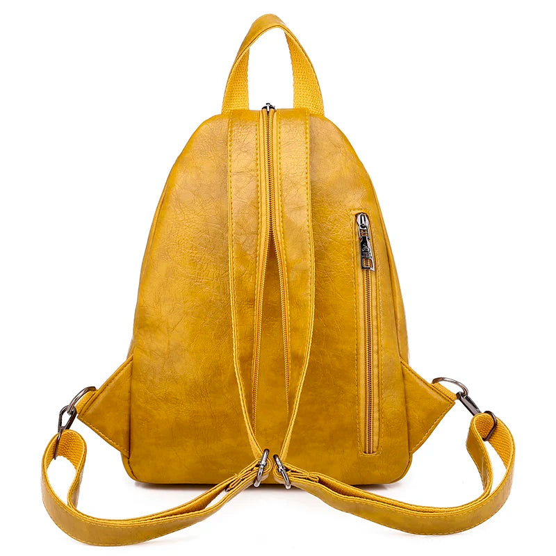 Women Leather Backpack Vintage Shoulder Bag for Girls School