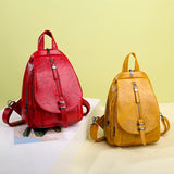 Women Leather Backpack Vintage Shoulder Bag for Girls School