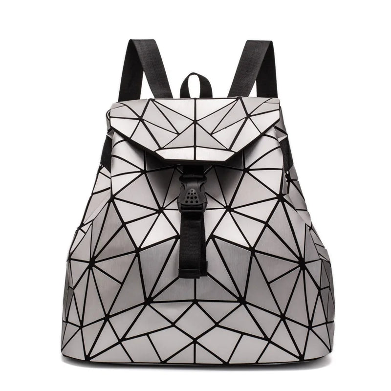 Geometric Patchwork Folding Backpack School Ladies Backpack For Teenage Girl