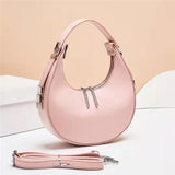 Women Half Moon Underarm Bag Mini Handbag Sweet Solid Bag