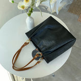 Women PU Leather Shoulder Bag Messenger Bag High Capacity Commute Tote Bag