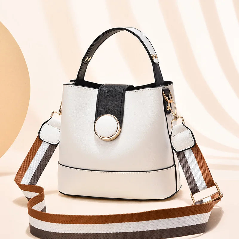 Colorful Strap Bucket Bag PU Shoulder Bags
