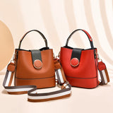 Colorful Strap Bucket Bag PU Shoulder Bags