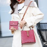 Women 2-Piece Set Small Handbag Shoulder Bag Solid Messenger Bag