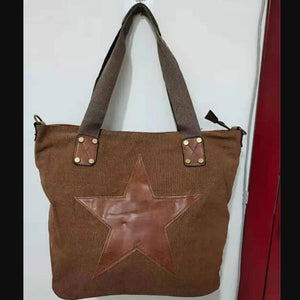 Women Canvas Printed Leather Handbags Casual Shoulder Cross Body Bags