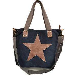 Women Canvas Printed Leather Handbags Casual Shoulder Cross Body Bags