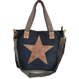 Women Canvas Printed Leather Handbags Casual Shoulder Cross Body Bags