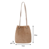 Plush Drawstring Bucket Crossbody Bag - Vintage Underarm Tote
