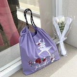 Embroidered Eco-friendly Tote Drawstring Bag Large Capacity