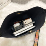 Women Tassel Wool Ball Lychee Pattern Crossbody Bag